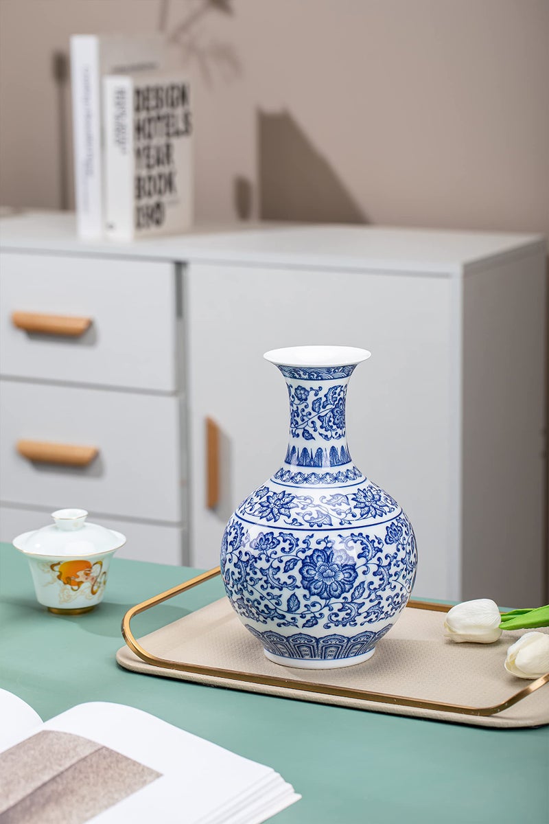 GaLouRo Blue and White Vase  Blue Vase  Chinoiserie Vase  Blue and White Ginger Jar Vase for Home Decor  Blue and White Porcelain Decor 9""H - Image 5
